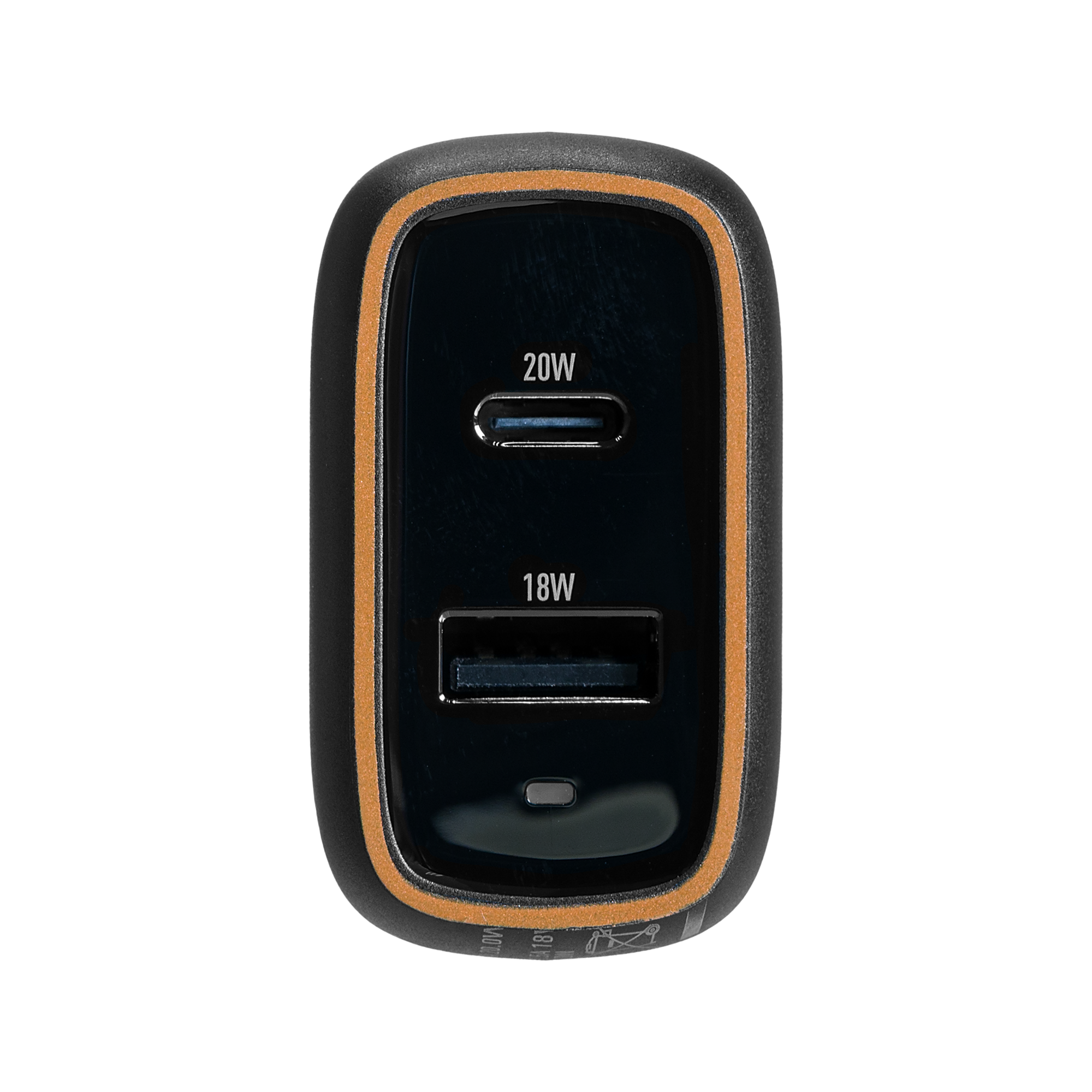 Duracell 20W PD USB Charger with a USB-A and a USB-C port Image of the Inputs | DRACUSB19-EU