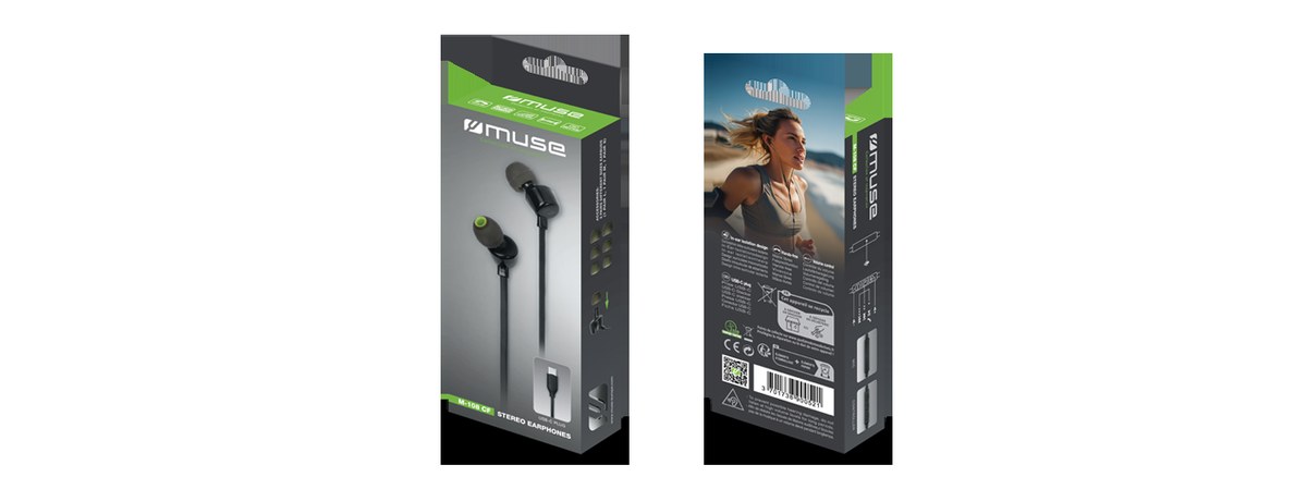 Muse USB-C In-Ear Earphones with Inline Remote and Mic (Black) - Image 4