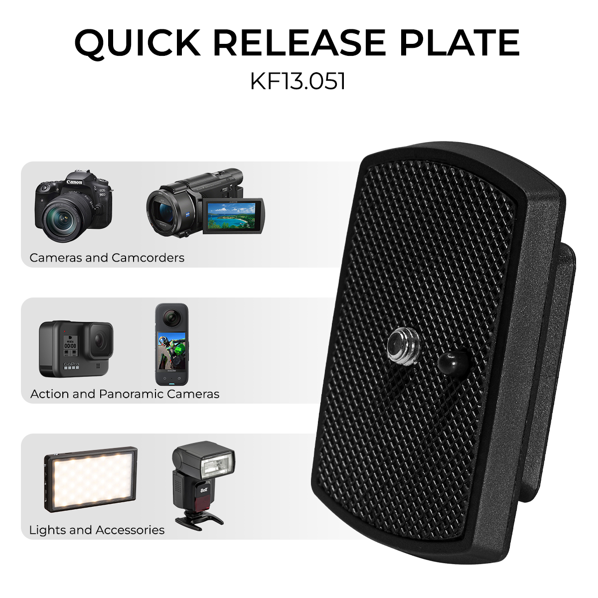 KandF 051 QRP Quick Release or Base Plate for Tripods Product uses | KF31.051QRP