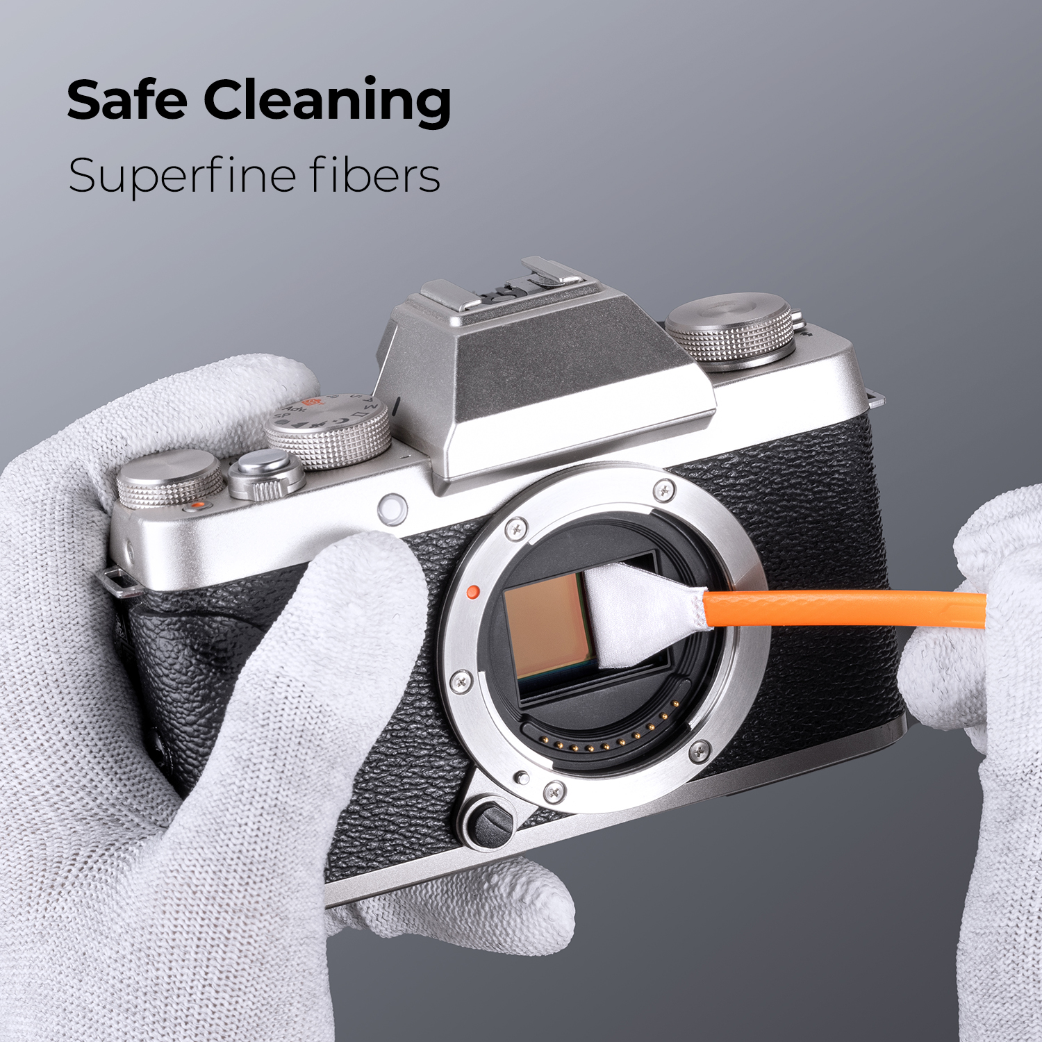 K&F 10-Pack APS-C Double-Head Sensor Cleaning Swabs Image of it In Use | SKU.1962