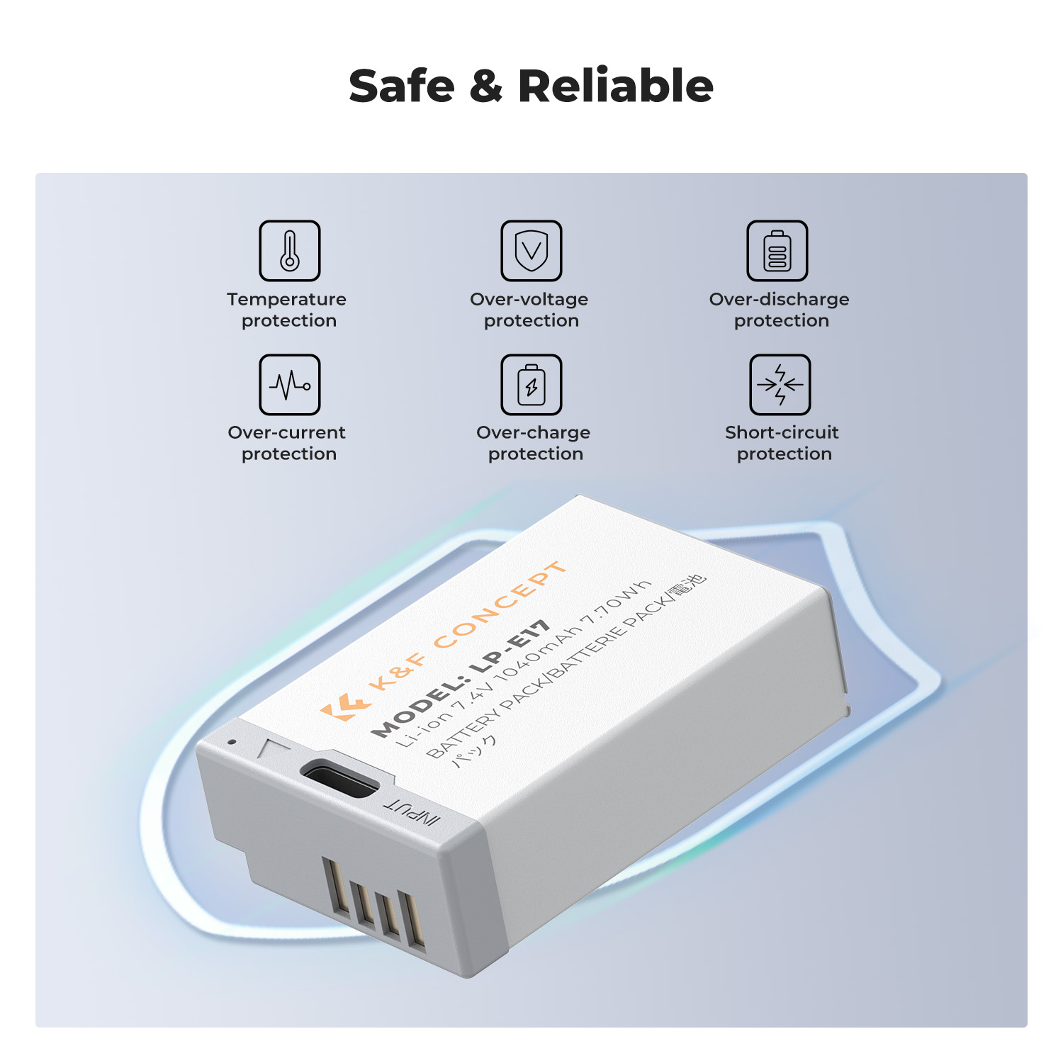 K&F 2 Pack Canon LP-E17 Batteries with USB-C Charging Port 6 Types of Battery Protection | KF28.0049S1