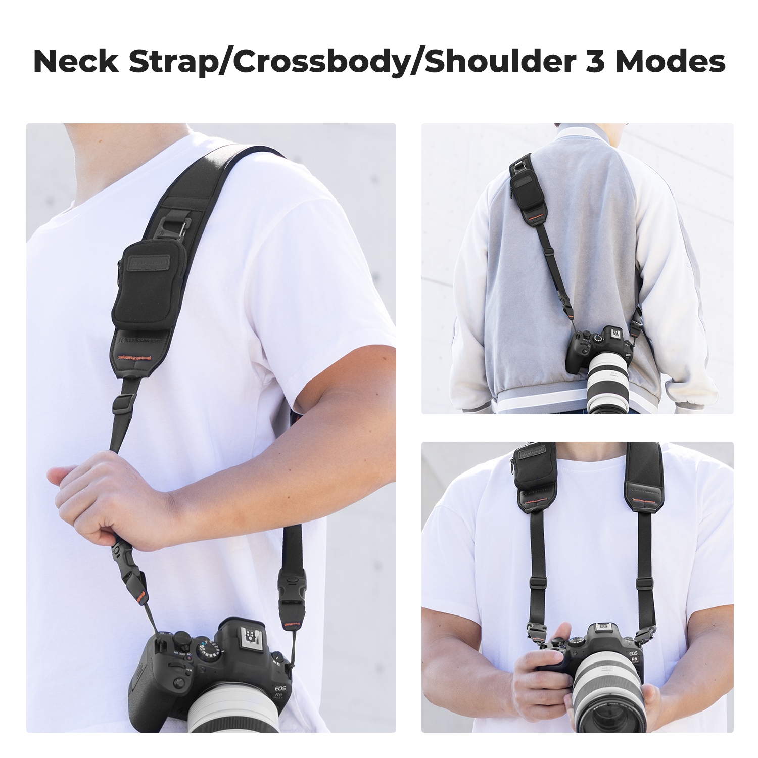K&F 58mm Adjustable Neck Strap for Heavy Camera Setups 3 Carry Options image | KF13.184-184V2