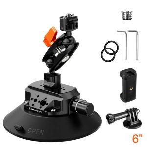 K&F 6" Suction Mount with Magic Arm, Phone and Action Cam Mount Product Image | KF31.136
