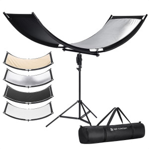 K&F Curved Reflector 180x60cm with Stand and 4 Reflectors Product Image | KF18.0012