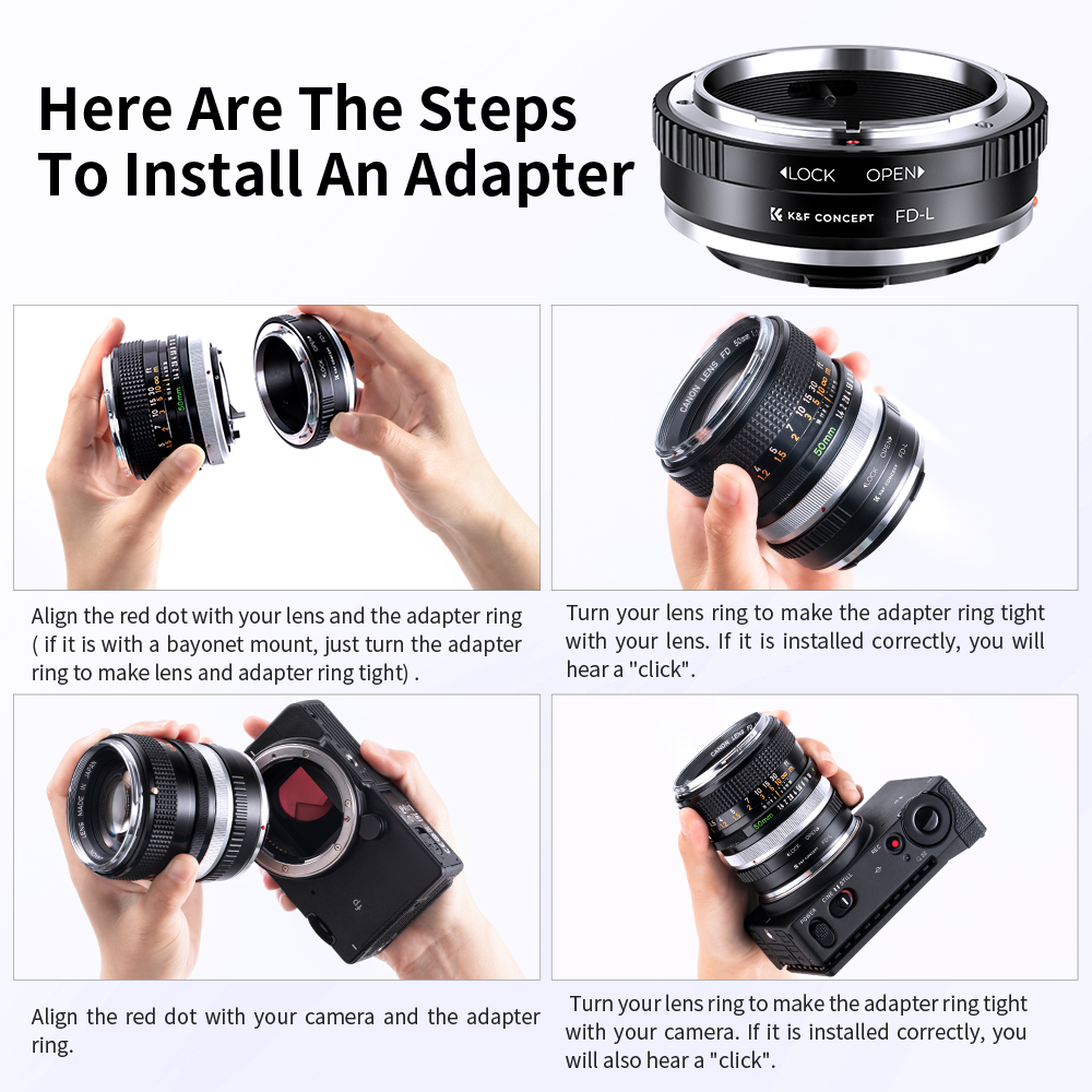 K&F Mechanical Adapter for Canon FD & FL Lenses to Leica L-Mount Cameras Assembly Image | KF06.468
