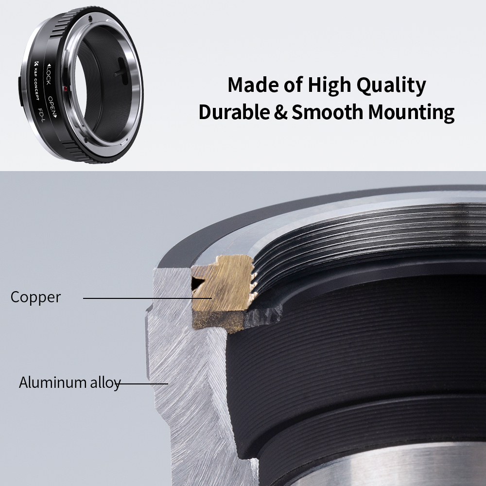 K&F Mechanical Adapter for Canon FD & FL Lenses to Leica L-Mount Cameras Construction Image | KF06.468