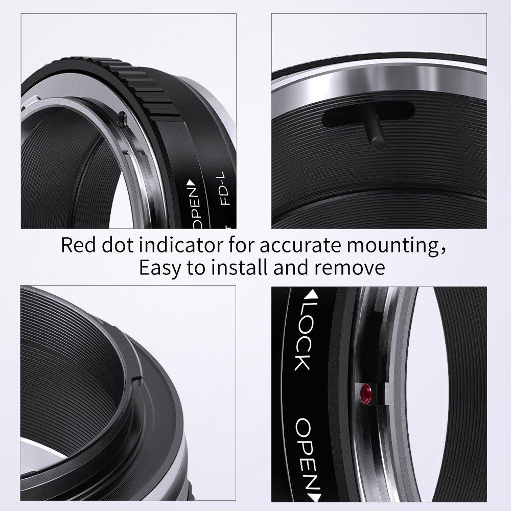 K&F Mechanical Adapter for Canon FD & FL Lenses to Leica L-Mount Cameras Isometric View | KF06.468