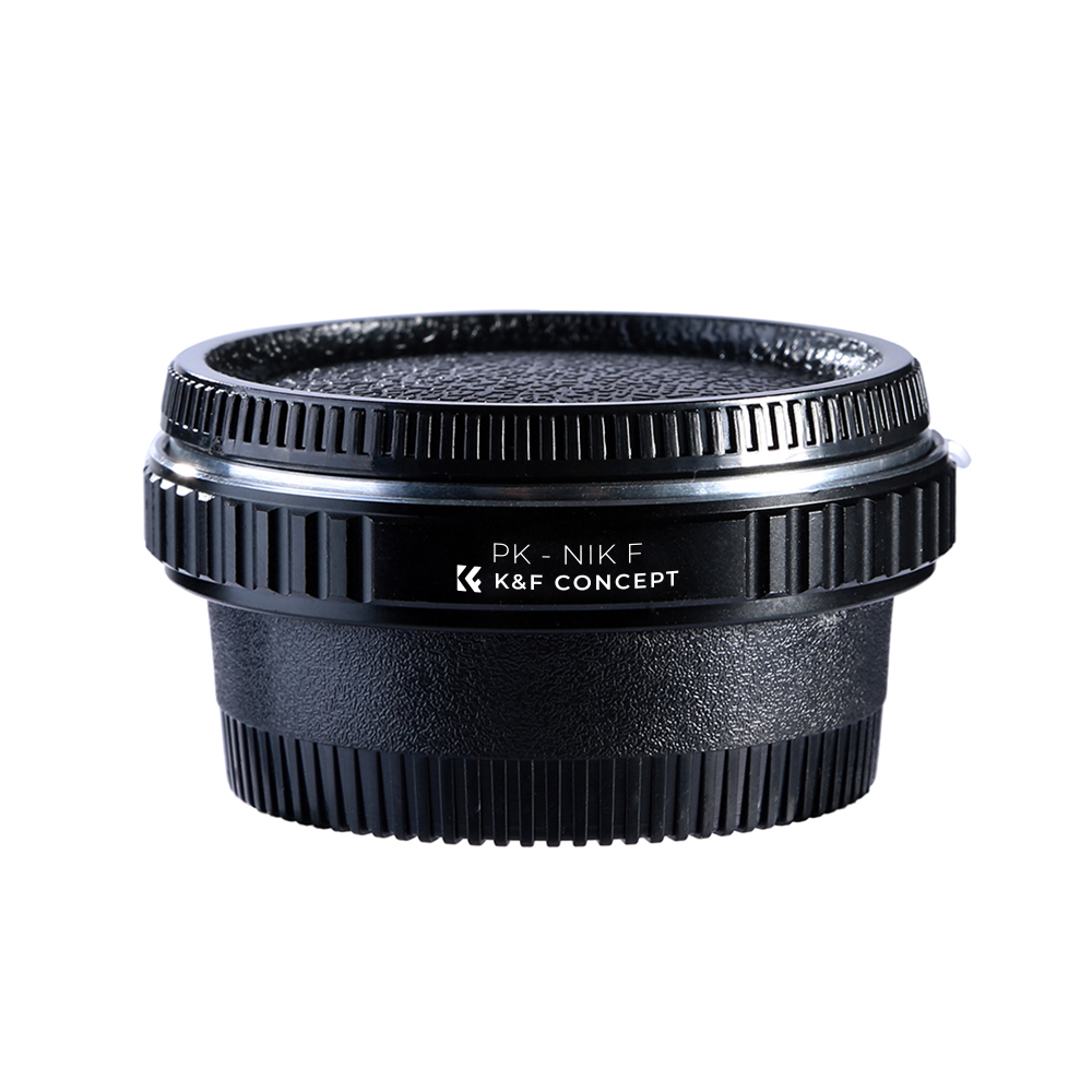 K&F Mechanical Adapter for Pentax K Lenses to Nikon F Cameras Adapter with face and mount cover attached | KF06.121