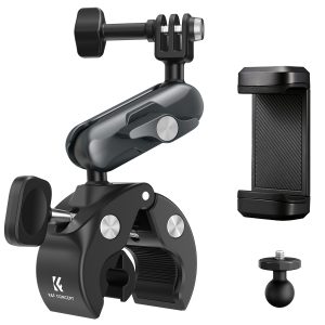K&F Handlebar Clamp with Phone and Action Cam Mounts Product Image | KF31.204