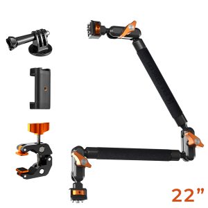 K&F Magic Arm 22" with Multi-functional Super Clamp with Phone and action cam Mounts Product Image | KF31.201
