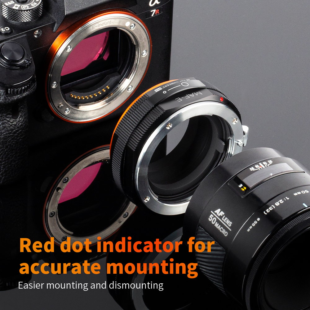 K&F Mechanical Adapter for Sony Alpha Minolta MAF Lenses to Sony NEX Camera Assembly Image | KF06.447