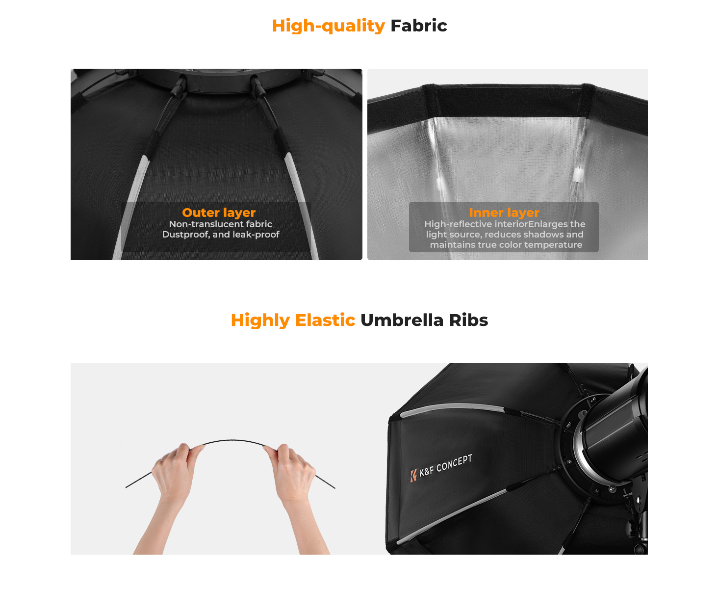 K&F Octagonal Softbox with Bowens Mount and Quick Clips Quality Construction | KF18.0007-0007V2