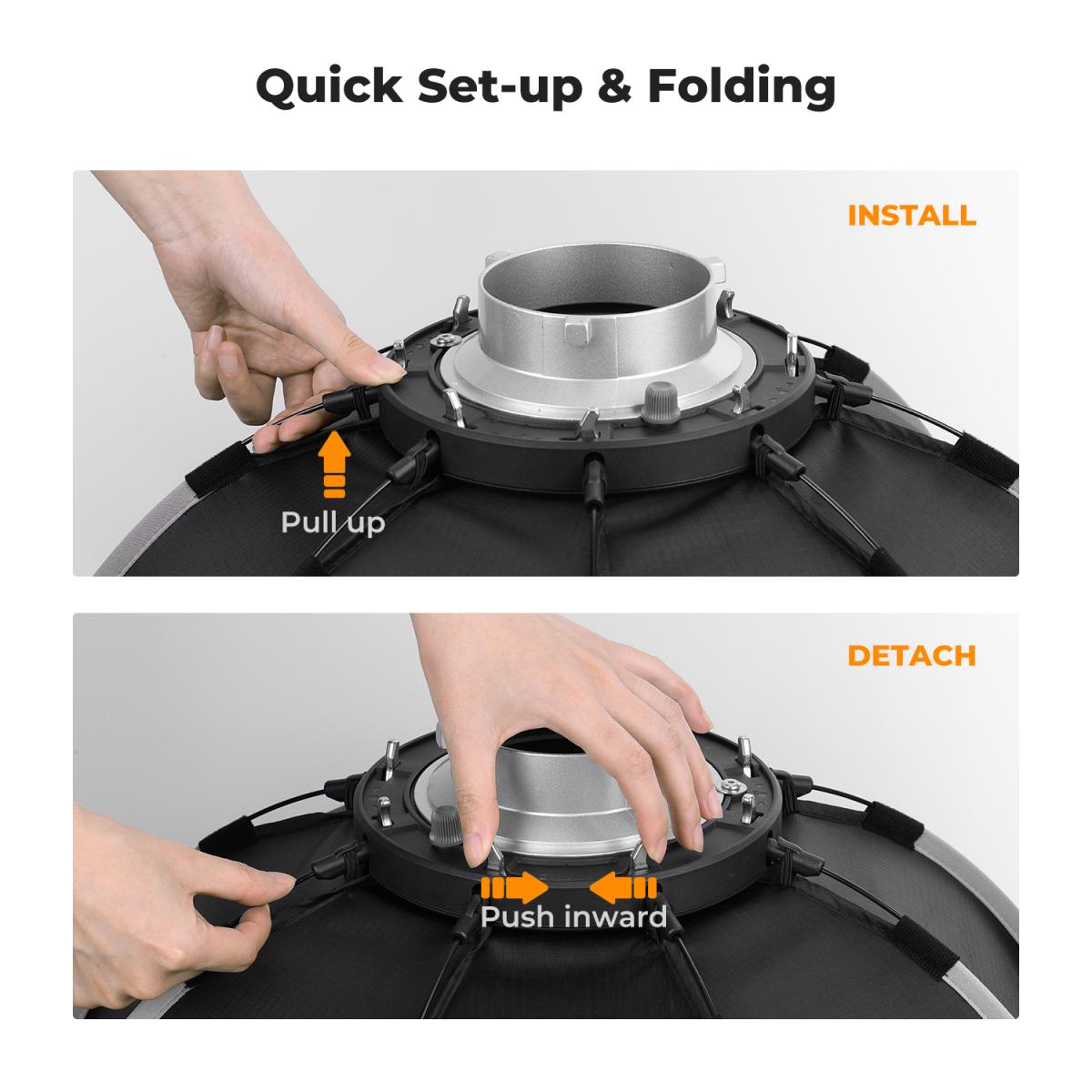 K&F Octagonal Softbox with Bowens Mount and Quick Clips Quick Setup | KF18.0007-0007V2