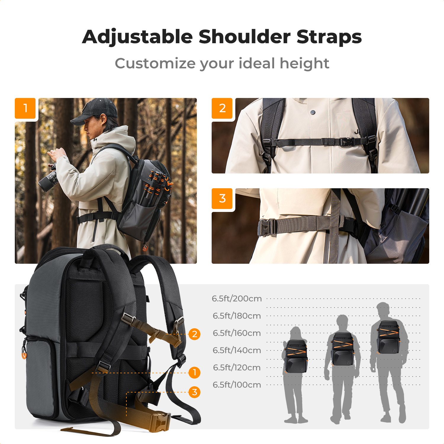 K&F Pro-Shooter Junior 25L Camera Backpack for Photographers Configurations Image | KF13.180