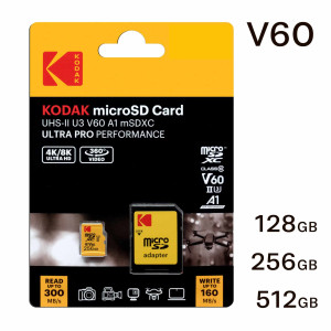 Kodak V60 microSD Card Premium Performance with UHS-II U3 V60 Pr