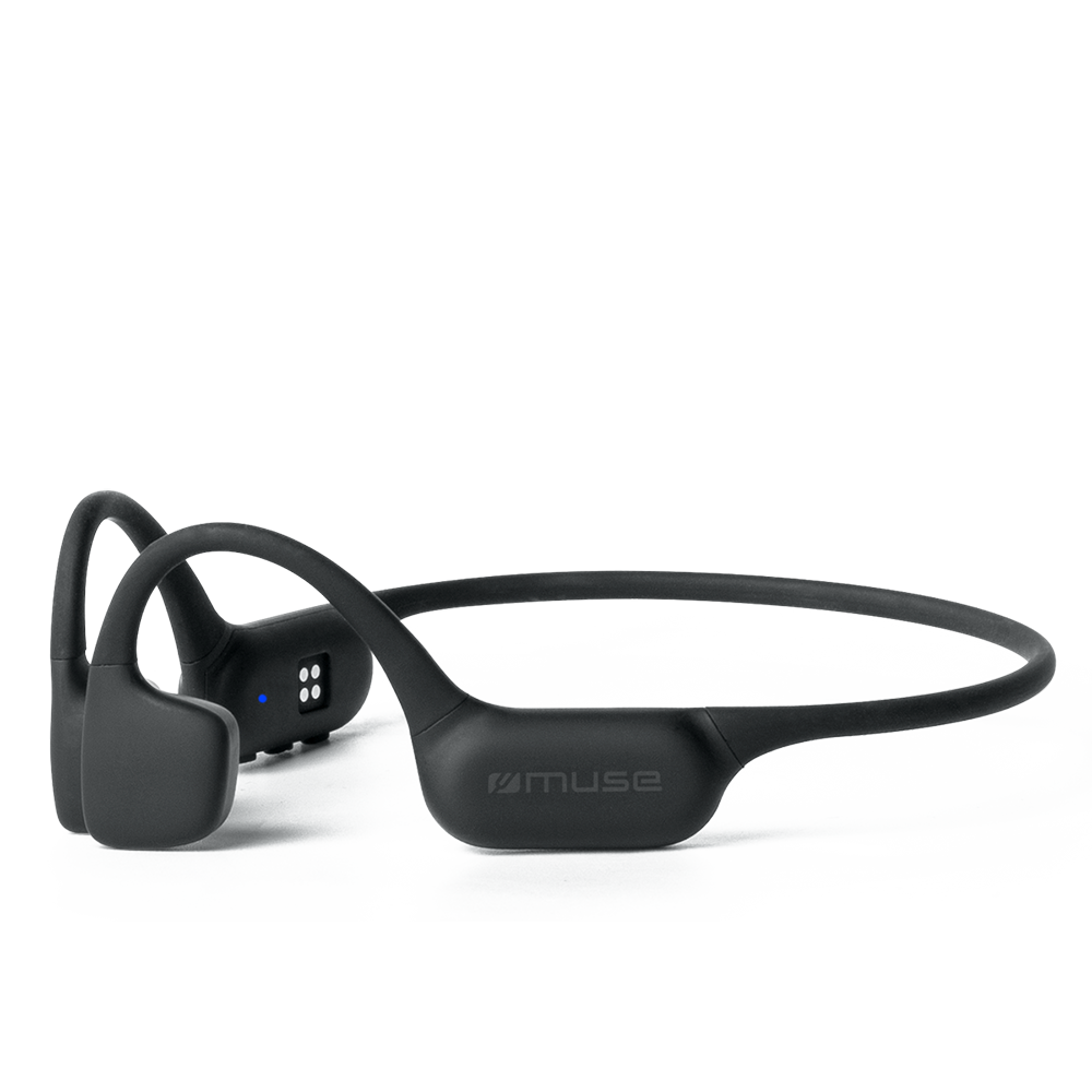 Muse Bone Conduction Headphones (Black) with 4GB Storage & IPX8 Waterproof Image of it Unboxed and Assembled | M-238 BC