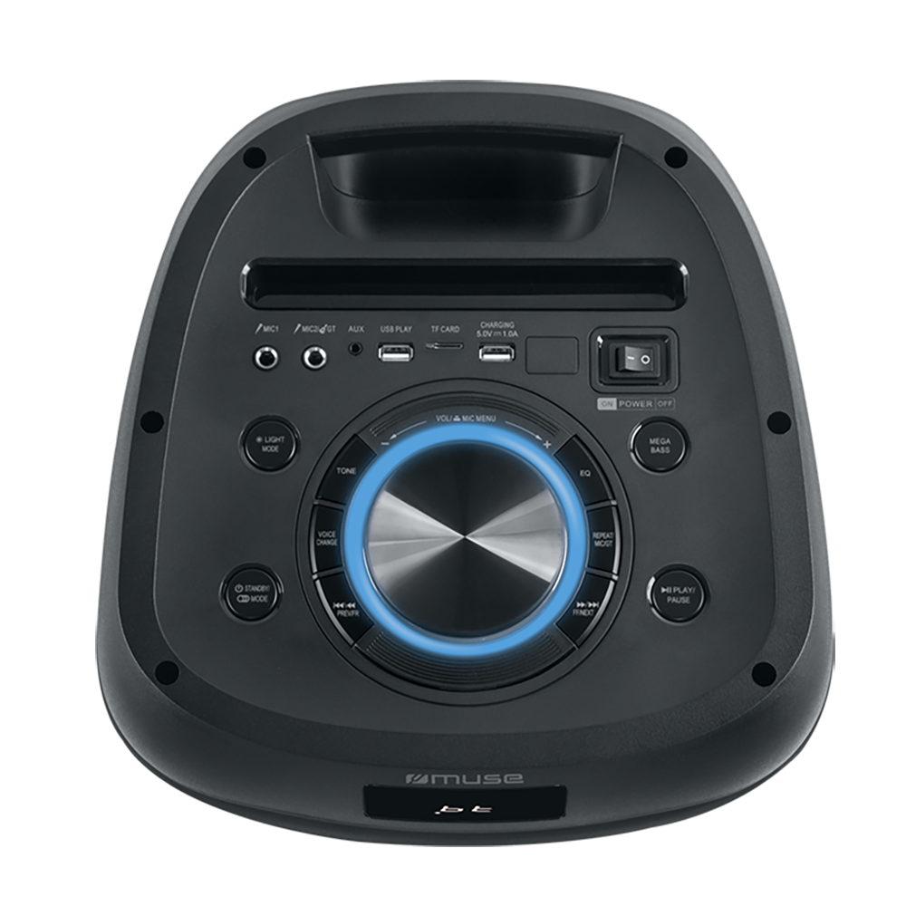 Muse Sonic 600 Party Box 600W Bluetooth Speaker with Karaoke Mic View of Controls | M-1937 DJ