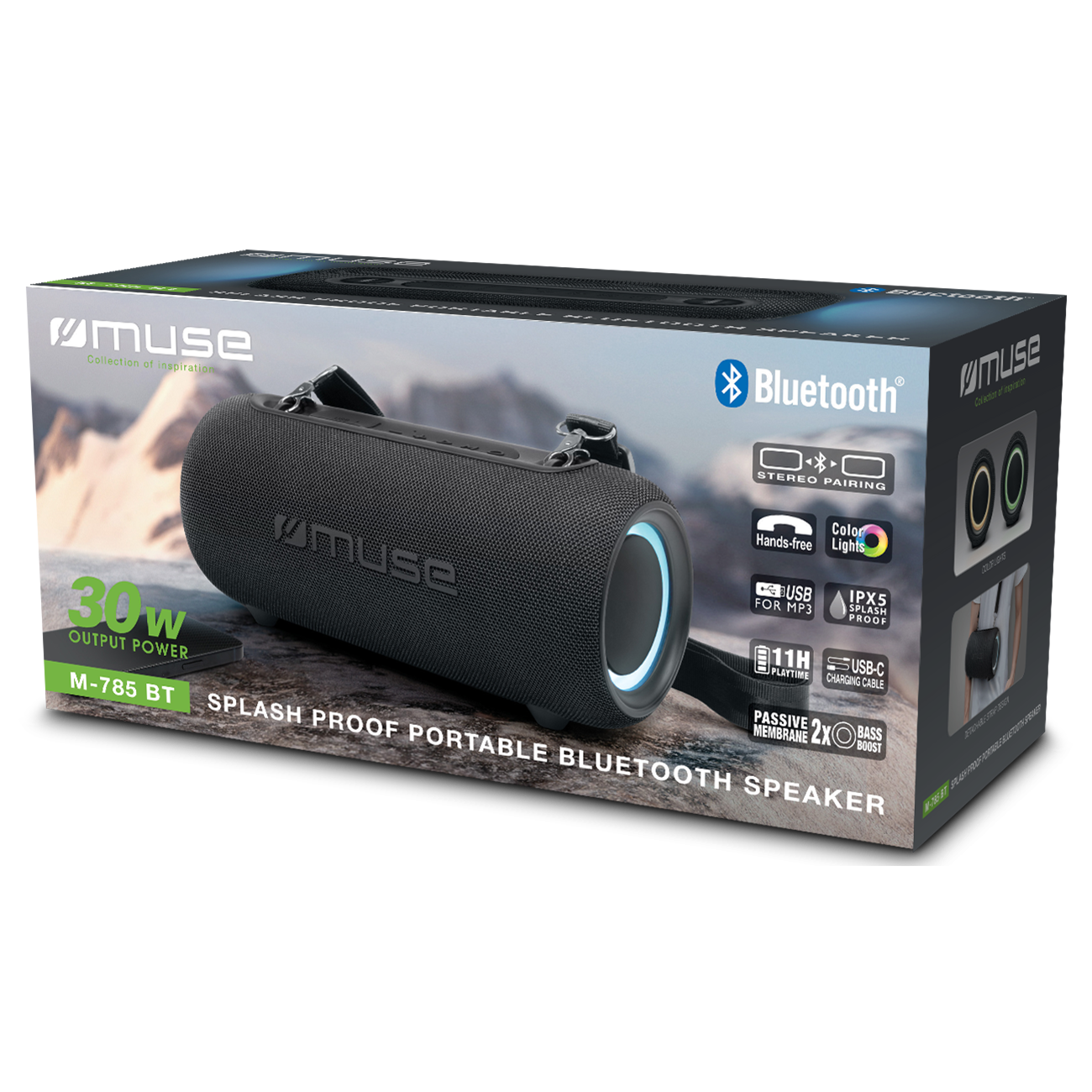 Muse Wave Vibe (Black) Portable Bluetooth Speaker 30W and 11-Hour Battery Images of the Packaging | M-785 BT
