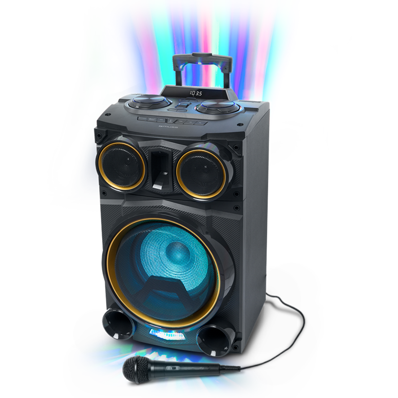 Muse Wired Microphone with 3m Cable for Karaoke and Party Speakers Image of it in use | MC-20 B