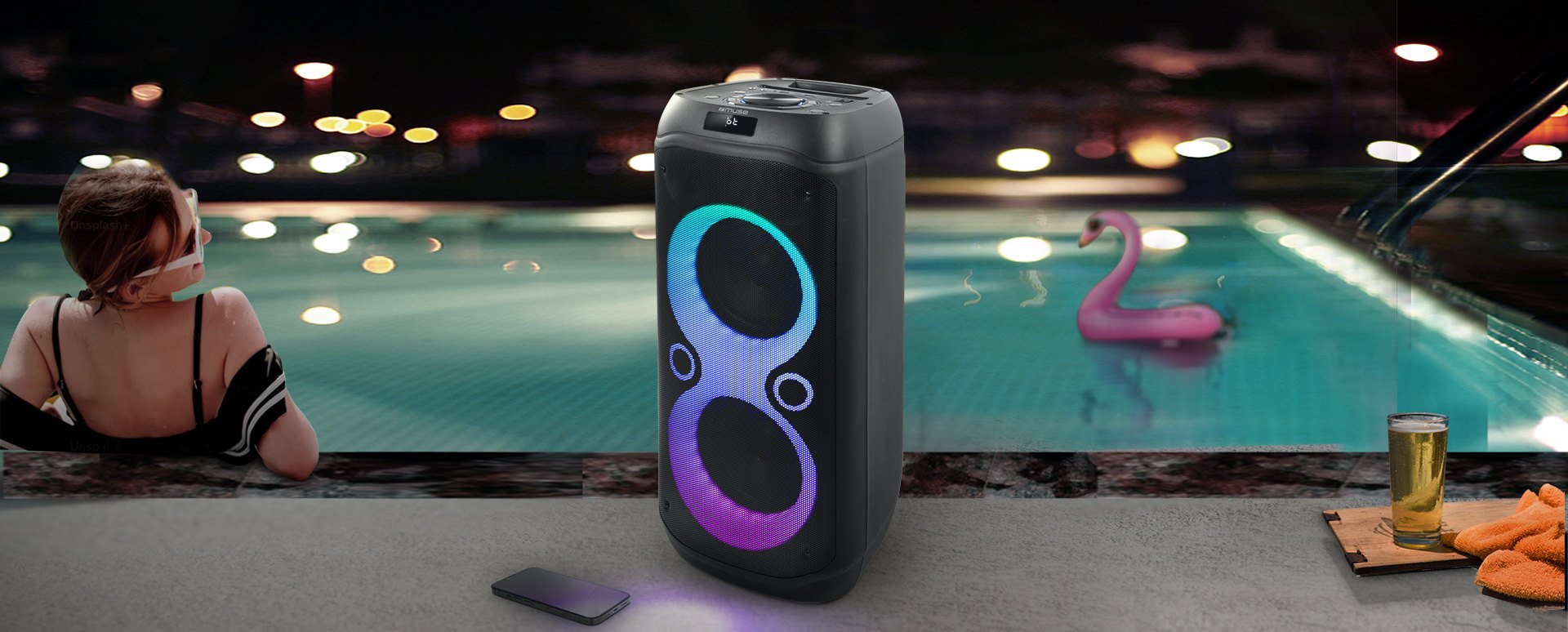 Muse Sonic 600 Party Box 600W Bluetooth Speaker with Karaoke Mic - Image 2